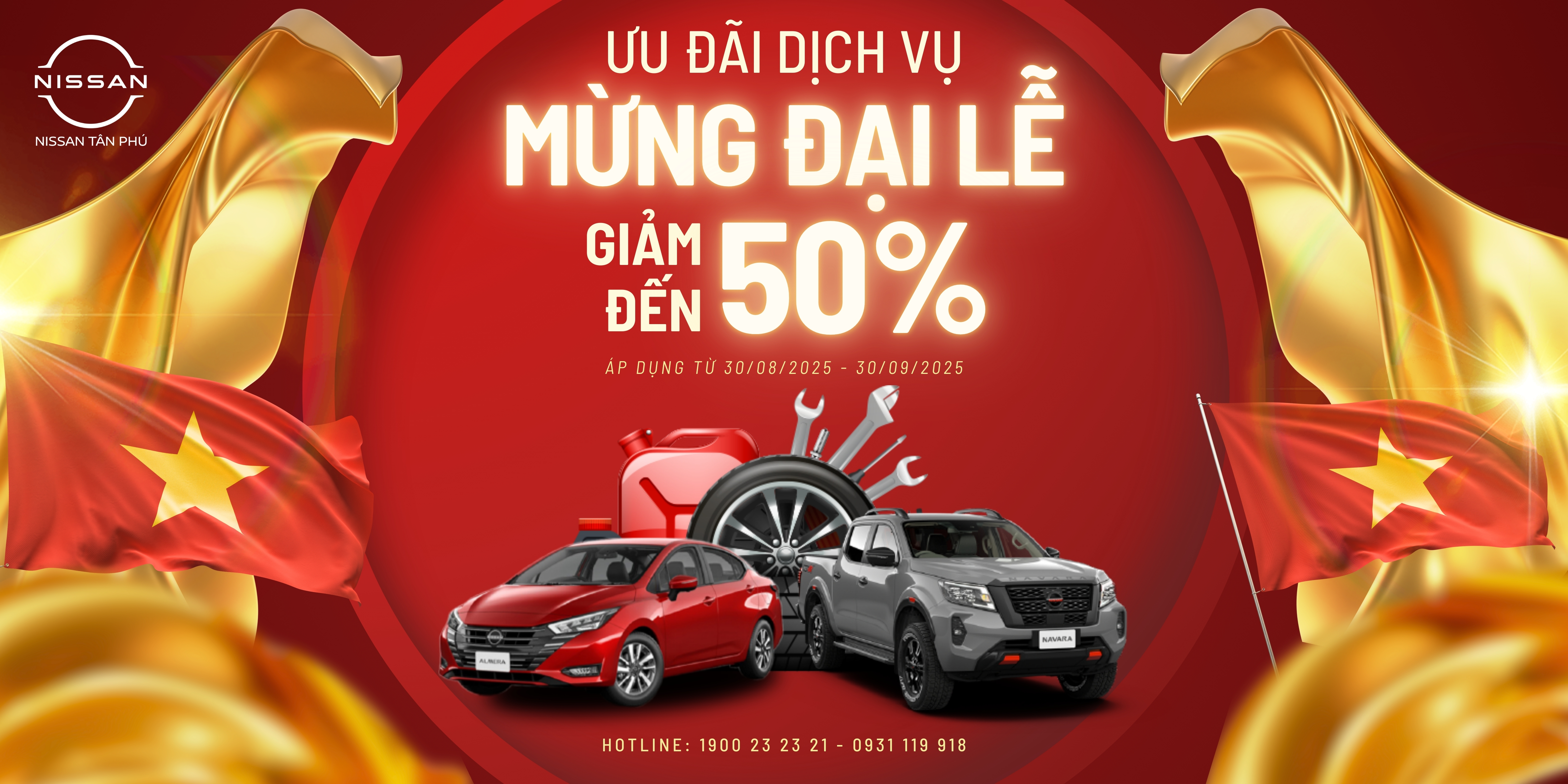 Khuyến mãi dịch vụ Nissan Tân Phú Tháng 9 – Giảm đến 50%